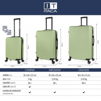Medium rigid/soft suitcases with a capacity of L