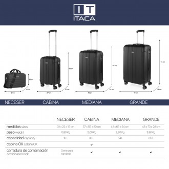 Havel rigid medium suitcases with a capacity of 91 L