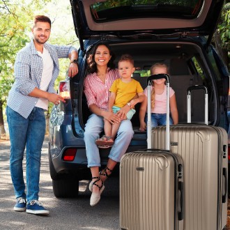 Lot de 2/3 valises (Cabine, Medium et Large) Sevron rigide d'une capacité de 104 L