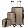 Lot de 2/3 valises (Cabine, Medium et Large) Sevron rigide avec une capacité de L