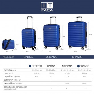 [Set of 3 suitcases (Cabin, Medium and Large)] Simoa rigida with L-capacity