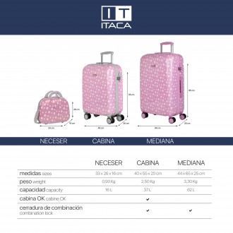 Mala de cabine e saco de higiene Itaca Stars