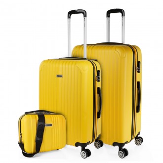 Medium Sevron rigid suitcases with L capacity