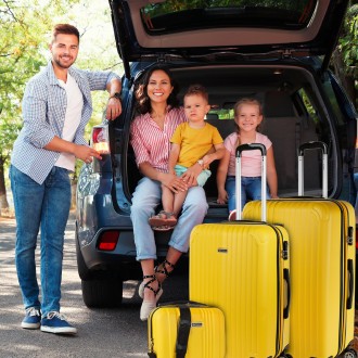 Medium Sevron rigid suitcases with L capacity