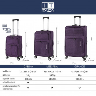 Set di valigie Itaca Hagen 50/60/70Cm